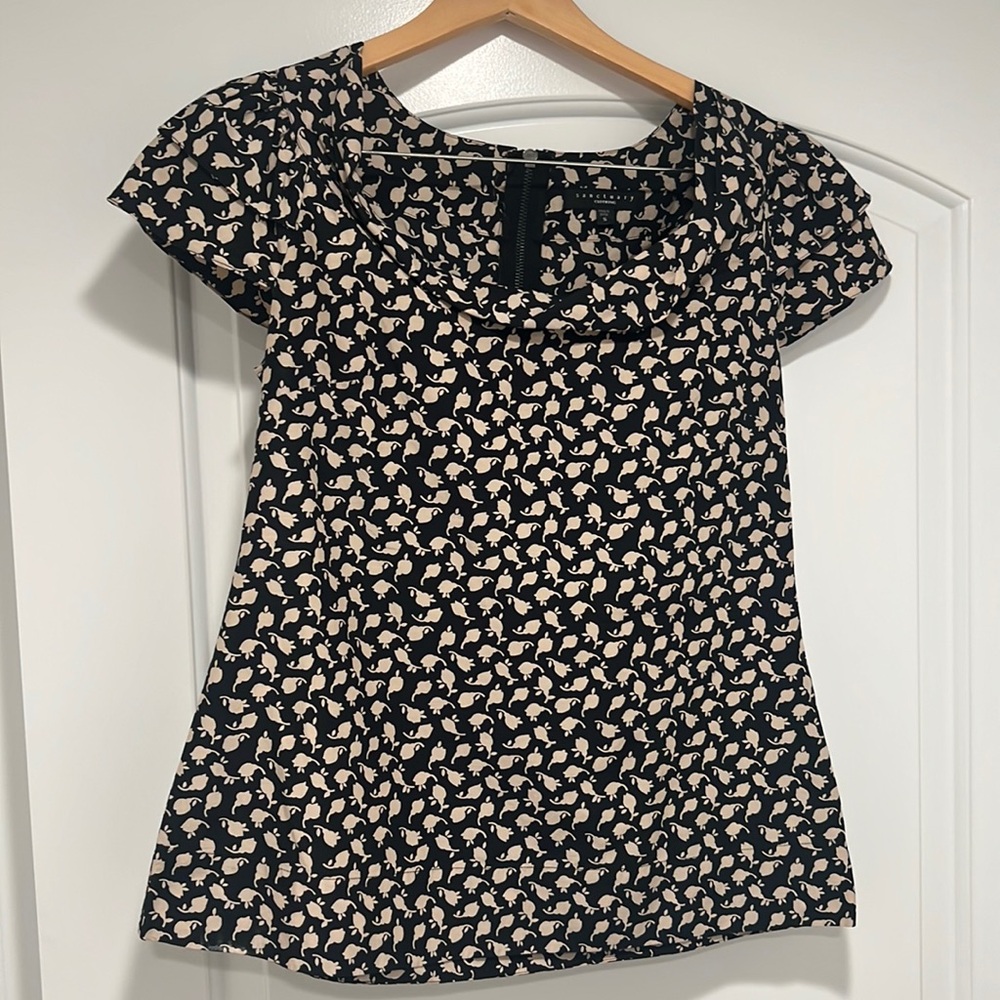Sanctuary Floral Print Black & ivory top